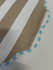 <b>White</b> Blue Stripe Cotton Quilted Thin Reversible Modern Customizable Machine Washable Multi-Shaped Placemats - Product Image 4
