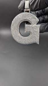 Colgante de Plata de Ley 925 con Letra G, Diamante Moissanita VVS, Colgante con Nombre Personalizado, Colgante de Estilo Hip Hop para Hombre y Mujer - Product Image 3