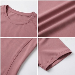 Haut de yoga à manches courtes et col rond pour femme North Approach, rose uni, anti-transpiration, respirant, séchage rapide, vêtements de sport - Product Image 4