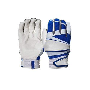 Blue White Leather Batting Gloves Padded <b>Hook</b> And Loop Closure Unisex Adult Training Adult Baseball Batting Gloves Ergonomic - Product Image 1