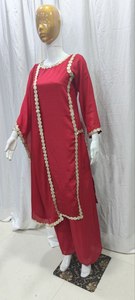 Elegante y Moderno Salwar Kameez de Seda Chinon Premium con Dupatta, Mangas Largas, Secado Rápido, para Mujer, Ideal para Fiestas y Ocasiones, Todas las Temporadas, Corte Regular - Product Image 5