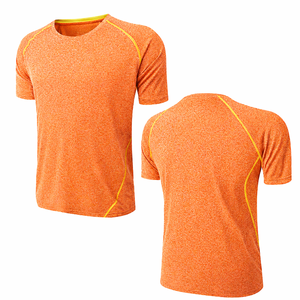 Wholesale Custom knitted Orange Cotton men T <b>Shirts</b> Short Sleeve Breathable quickdry gym workout athletic fit t <b>shirt</b> apparel - Product Image 1