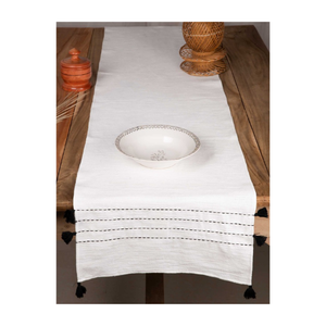 Cotton Jacquard Embroidered Floral Table <b>Runner</b> Peach Border Classic Home Hotel Dining Decor <b>Washable</b> 280 GSM Double Sided Weave - Product Image 4