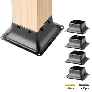 Staffa per Palo in Acciaio Verniciato a Polvere 4x4 per Carichi Pesanti, 4 Pezzi, Interno 3.6"x3.6", Adatta per Ancoraggio Standard di Pali in Legno per Decking - Product Image 1