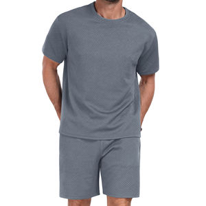Nouvel Arrivage Ensemble T-shirt et Short Homme Streetwear Simple d'Été Oversize Col Rond Couleur Unie Séchage Rapide 100% Polyester - Product Image 5