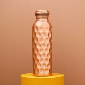 Handmade Copper Water Bottle With Hammered Finish Traditional Chinese Design Portable <b>Drinkware</b> - Product Image 2