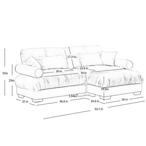 Divano Moderno Oversize a 2 Posti in Velluto con Poggiapiedi, Braccioli Imbottiti e Cuscino Lombare - Cuscini Decorativi Inclusi per Soggiorno - Product Image 4