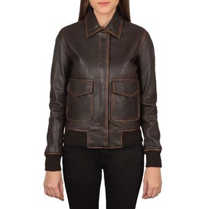 Women Dark Brown Leather <b>Jacket</b> Casual Bomber Coat <b>Ladies</b> Fashion Soft PU Outerwear Simple Style Zip Up Pocket <b>Jacket</b> - Product Image 1