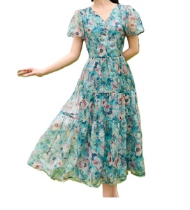 Robe de bureau mi-longue pour femme en 100% mousseline de soie unie avec tissu tissé, approvisionnement ODM, respirante et écologique pour le travail et les loisirs - Product Image 2