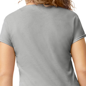 Camiseta de Cuello en V para Mujer, Color Gris, Algodón Suave, Informal, Manga Corta, Cómoda, Básica, Personalizable, Venta al Por Mayor para Damas - Product Image 5