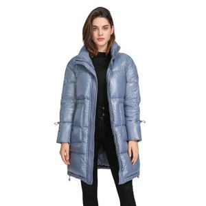 Veste longue matelassée bleue, col montant, fermeture éclair, coupe-vent, rembourrée de duvet, manteau d'hiver, style décontracté, unisexe - Product Image 3