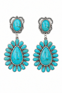 Navajo Style Turquoise <b>Dangle</b> <b>Earrings</b> Western Handmade <b>Silver</b> Jewelry for Women Fashion Gift Wear - Product Image 2