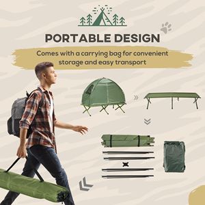 Portable 1-Person <b>Folding</b> Camping Cot with Carry Bag 2-in-1 Elevated <b>Bed</b> Tent for Outdoor Camping - Product Image 5