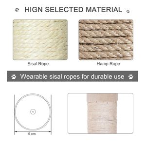 Albero per Gatti Verticale Beige da 2,6 m, Altezza Regolabile da Pavimento a Soffitto, 5 Piattaforme Tappetinate, 3 Aree di Tiraggio in Corda di Sisal, per Arrampicata Gatti - Product Image 6
