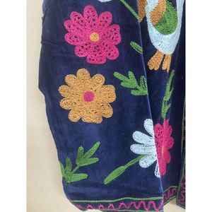 Hand <b>Embroidered</b> Knitted Velvet Cotton <b>Jacket</b> <b>Women</b> Full Sleeve Autumn Winter Bohemian Heart Pattern Eco-Friendly Open Front - Product Image 4