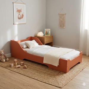 Cama Infantil Convertible Naranja de Madera Contrachapada de Pino Americano, Estilo Casual, 1700x740x440 - Product Image 1