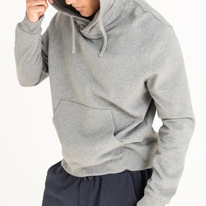 Sweat-shirt à capuche en molleton de coton gris pour homme, coupe classique, couleur unie, avec poches, vêtement d'hiver, service OEM, écologique - Product Image 3