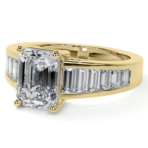 แหวนทองคำขาว 14k/18k สีขาว เหลือง และโรสโกลด์ ประดับเพชรทรงเหลี่ยมมรกตและเพชรทรงบาแกตต์ แหวนหมั้นแบบช่องเพชร - Product Image 6