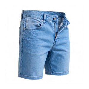 <b>Men</b> High Waist <b>Bermuda</b> <b>Shorts</b> 100% Cotton Button Fly Casual Solid Color Plus Size Washed Denim <b>Short</b> Pants - Product Image 2