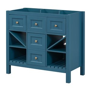 Mobile bagno da 36 pollici con telaio in legno massello, 5 cassetti, autoportante, senza lavabo, chiusura ammortizzata - Product Image 5