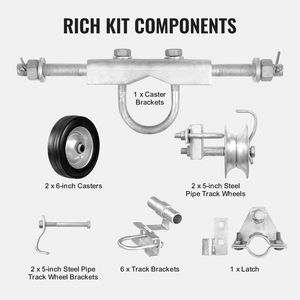6FT Heavy Duty Sliding Gate Hardware <b>Kit</b> C Type Wheel Carrier with Two 6\" Wheels for <b>Rolling</b> Gates and Slides - Product Image 5