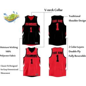 Maillot de basket-ball réversible personnalisé, uniforme en mesh performant avec impression personnalisée de nom et de numéro, taille XS pour homme/garçon - Product Image 4