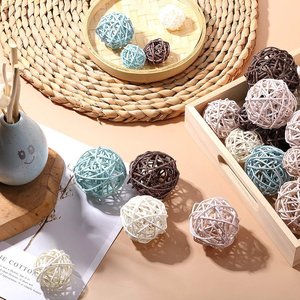 Wholesale <b>christmas</b> ball baubles tree ornaments woven rattan hanging & table display balls - Product Image 4