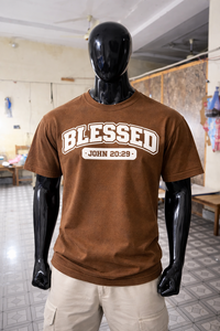 เสื้อยืดผู้ชายคุณภาพสูงทรงโอเวอร์ไซส์ ล้างสีแบบแอซิด 100% ผ้าฝ้ายสีน้ำตาล พิมพ์ลายตามสั่ง สไตล์สตรีทแวร์ลำลอง แฟชั่นฤดูร้อน - Product Image 5