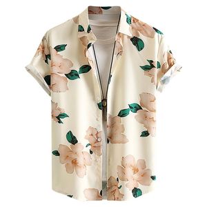 Chemise décontractée pour homme Light Blue Fern, manches courtes, imprimé tropical pastel, boutonnée, été, plage, style hawaïen - Product Image 5