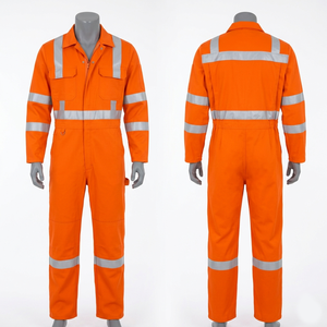 Combinaison de sécurité pour hommes, uniforme 240 GSM en polycoton, bande réfléchissante orange, vêtements de travail industriels, impression de logo personnalisée, combinaison uniforme - Product Image 1