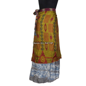 2026 New Bohemian Plus Size Silk Women Summer <b>Wrap</b> <b>Skirt</b> Wholesale Saree Design - Product Image 3