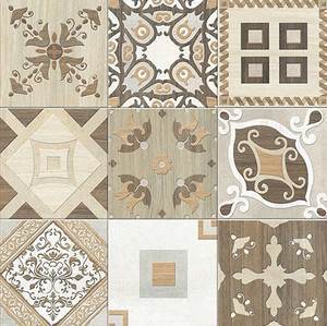 Carreaux de sol en céramique 400x400mm Série Brillante à motif patchwork – Carreaux décoratifs beige bois 400x400mm imprimés numériquement brillants - Product Image 1