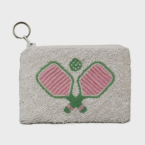 Bolsa de lujo con bordado de cuentas de semillas hecha a mano para el Club Social de Pickleball, estilo Country Club, con cierre de cremallera, de boutique y artesanal - Product Image 1