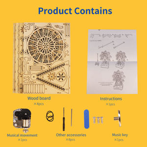 Puzzles en bois 3D faits à la main, boîte à musique, artisanat DIY, kits de modèles de grande roue, cadeaux d'anniversaire pour femmes - Product Image 2
