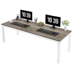 Tavolo per Laptop in Legno Massello, Scrivania per Computer per Casa e Ufficio, Superficie in Acciaio Inossidabile per Edifici Commerciali - Product Image 6