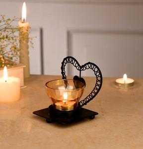 Heart Shape Iron <b>Tea</b> Light Holder Heat Resistant Candle <b>Stand</b> for Valentine's Day Home Decoration - Product Image 1