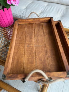 Plateau de service en bois durable fait à la main avec poignées, style moderne et luxueux pour la cuisine, la salle à manger, les hôtels, la décoration de la maison - Product Image 6