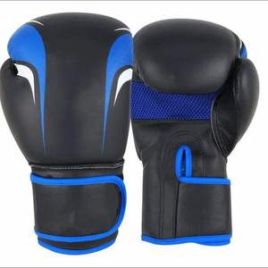 Gants d'entraînement de boxe en PU noir et bleu, fermeture Velcro, respirants, équipement de sparring pour adultes - Product Image 6