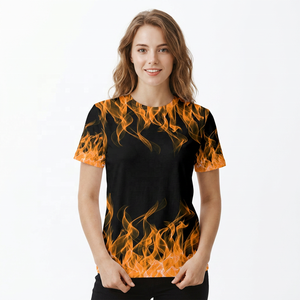 Camiseta de Manga Corta con Cuello Redondo para Hombre, Estampado de Llamas, Transpirable, Corte Regular, Ropa Casual, 100% Poliéster, Tejido de Punto - Product Image 5