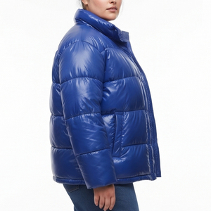 Chaqueta acolchada de burbujas de talla grande para mujer, abrigo de plumón con cuello alto, chaquetas acolchadas cálidas de invierno para mujer - Product Image 3