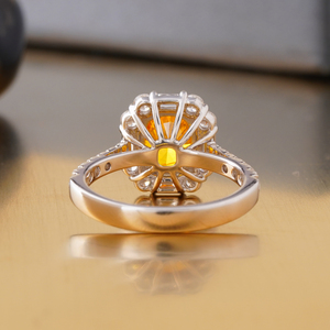 2.01 CT Fancy Orange Red Cushion Cut Lab Grown Diamond <b>Ring</b> 14K <b>Gold</b> Statement Color Fashion <b>Rings</b> - Product Image 4