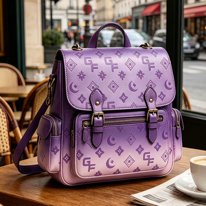 Mochila para Portátil de Cuero PU Premium Impermeable, Diseño Degradado Morado, para Mujeres, Estudiantes Universitarias y de Negocios - Product Image 4