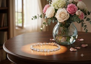 Pulsera de tenis de oro blanco con diamantes creados en laboratorio, corte elegante, formas mixtas, chapado en oro macizo de 10K, unisex, regalo para compromiso, boda, fiesta - Product Image 4