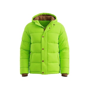 Hooded Quilted Waterproof <b>Bubble</b> Jacket Black Full Sleeve Winter Windproof Cotton Shell Knitted Fabric Polyester Filling Stand - Product Image 1
