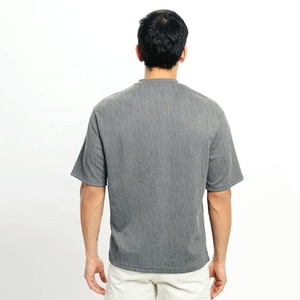 เสื้อยืดผ้าฝ้าย100% สีขาวสำหรับผู้ชายเสื้อยืดคอกลมเปิดไหล่แบบเรียบ - Product Image 5