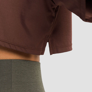Crop top à manches courtes pour femme, coupe ajustée, extensible, uni - Product Image 5
