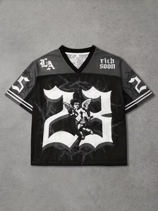 เสื้อเจอร์ซีย์อเมริกันฟุตบอลทรงปกติ คอวี แขนกุด ผ้าตาข่ายระบายอากาศ เป็นมิตรกับสิ่งแวดล้อม แห้งเร็ว สไตล์ลำลอง ฮิปฮอป สตรีทแวร์ สำหรับผู้ชาย - Product Image 6
