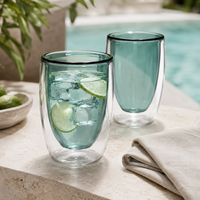 Tasse en verre borosilicate double paroi 250 ml faite à la main, sans plomb, isolée, pour café, thé, latte, expresso, réutilisable, en gros, pour fêtes, moderne