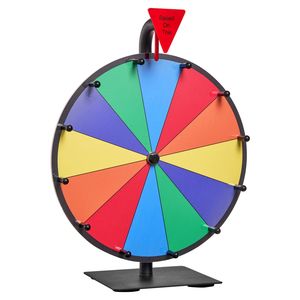 Ruota della Fortuna Girevole da 12 Pollici con Supporto da Tavolo, Roulette della Fortuna con 2 Pennarelli Cancellabili e 6 Scomparti - per Premi e Promozioni - Product Image 1