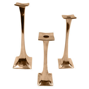 Support de bougie moderne en aluminium plaqué cuivre à base carrée, style européen, fait main, couleur personnalisée, nouvelle arrivée, mariage - Product Image 1